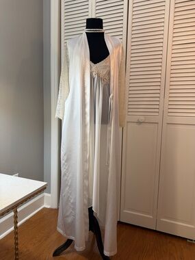 Lace-Accented Ivory Sheer Chemise Nightgown